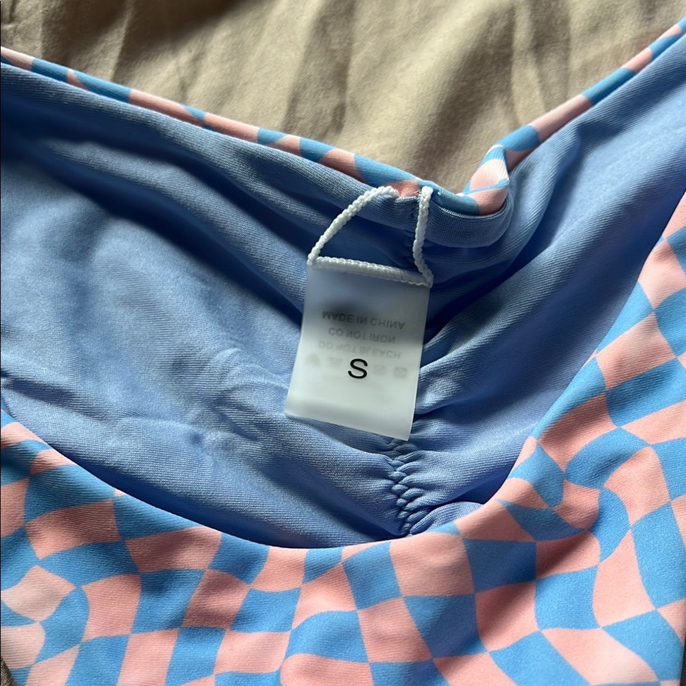 Pink & Light Blue Checkerboard Bikini Set - Women's Two-Piece Swim - Picture 3 of 5
